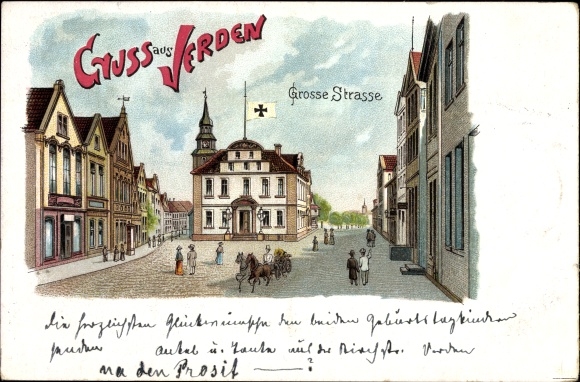 Litho Verden an der Aller, Große Straße, Rathaus