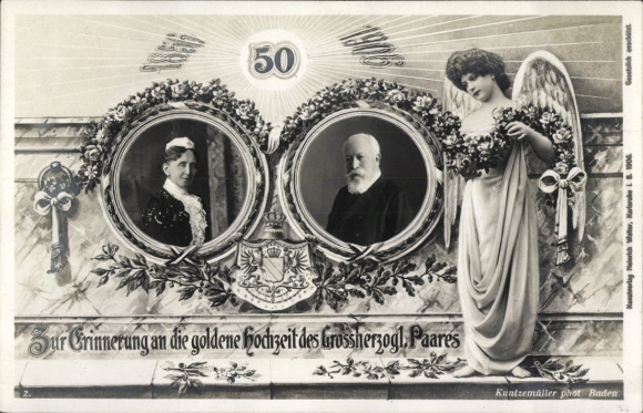 Ak Großherzog Friedrich I. von Baden, Großherzogin Luise, Goldene Hochzeit 1856-1906