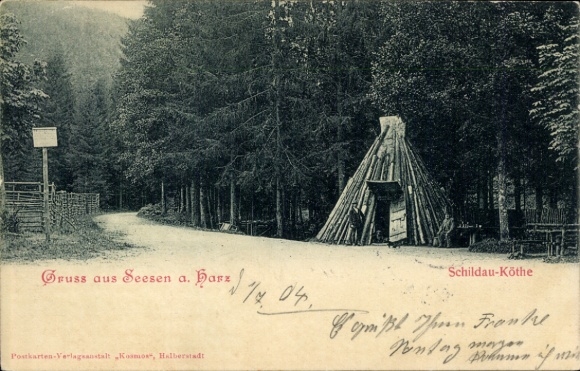 Ak Seesen am Harz, Schildauköte, Köhlerhütte