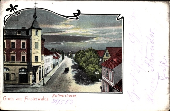 Passepartout Ak Finsterwalde im Kreis Elbe Elster, Berliner Straße