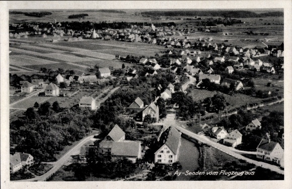 Postcard Ay Senden Bavaria, aerial photograph