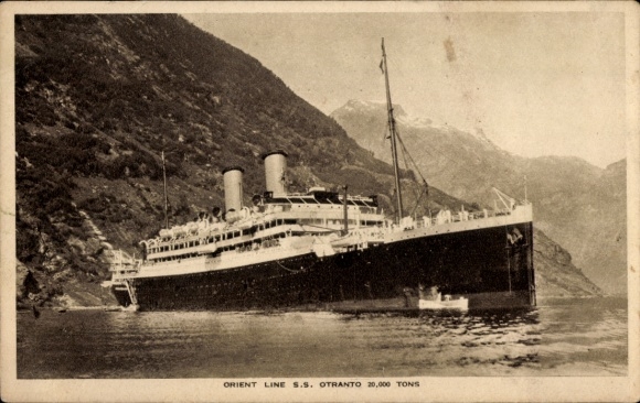 Ak stoomschip SS Otranto, Orient Line, troepentransportschip WO1