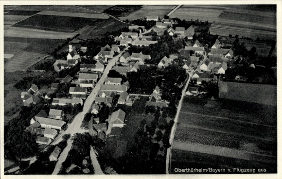 Postcard Oberthürheim Buttenwiesen in Swabia, aerial photograph of Bavaria, aircraft photograph