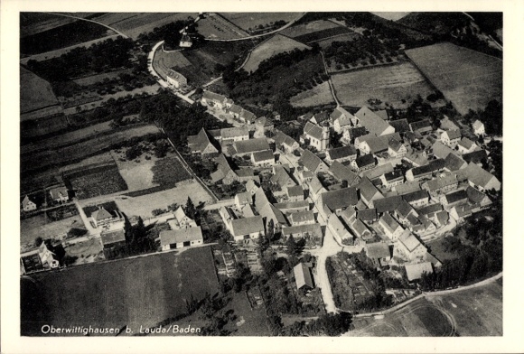 Postcard Oberwittighausen Wittighausen in Baden, aerial photograph