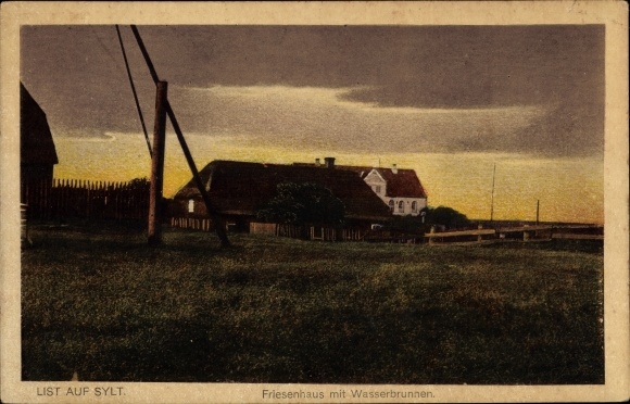 Ak List op Sylt, Friesenhaus met fontein