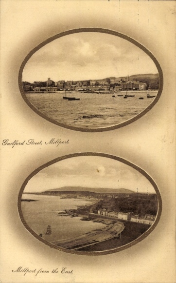 Postcard Millport Great Cumbrae Firth of Clyde Scotland, Millport from the east side, Guilford Street,