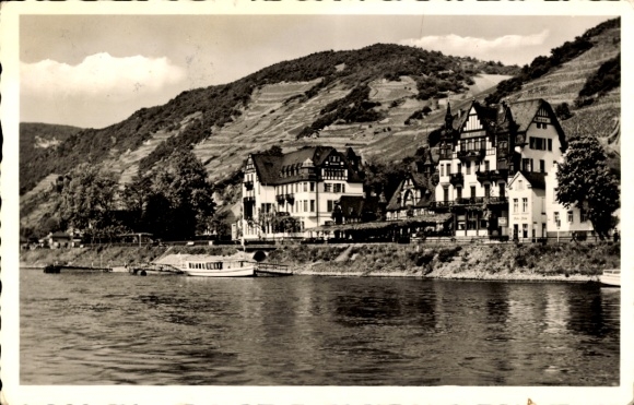 Postcard Assmannshausen Rüdesheim am Rhein, historic Gasthof Krone