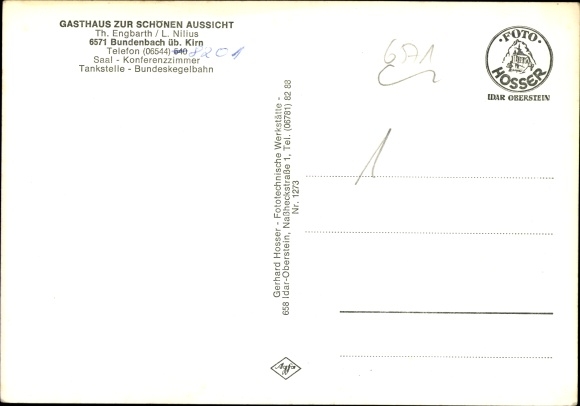 Postcard Bundenbach im Hunsrück, inn &quot;Zur beautiful view&quot;, bowling alley