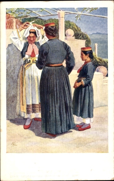 Artist Postcard Kaspar, A., Types from the area around Ragusa