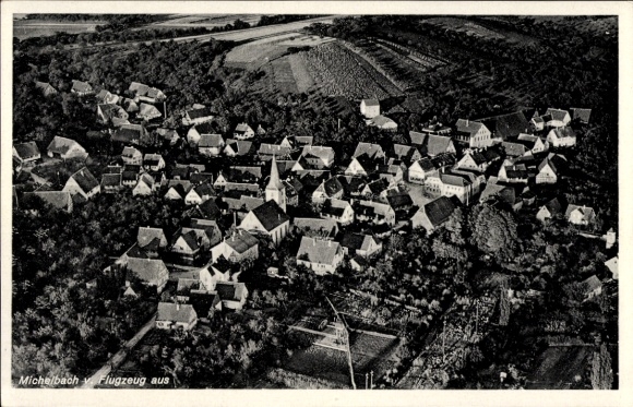 Postcard Michelbach Marburg an der Lahn, aerial view of houses, green landscape