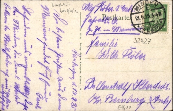 Postcard Minden in Westphalia, Monument of the Great Elector, Government Building
