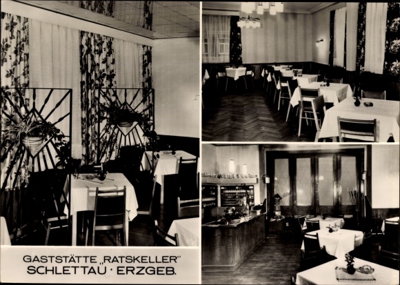 Ak Schlettau Erzgebirge, restaurant Ratskeller, eigenaar K. Wagner