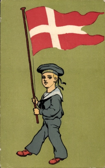 Chromo-Litho Denmark, Danish sailor with flag, flag bearer