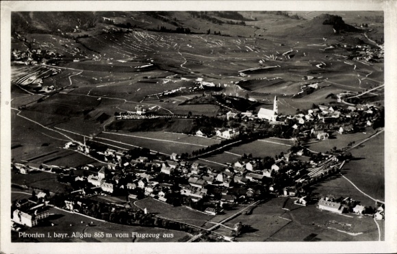 Postcard Pfronten in Allgäu, aerial photograph