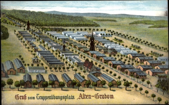 Ak Altengrabow Möckern, Truppenübunsplatz, Vogelschau
