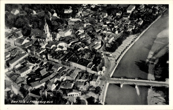 Postcard Bad Tölz in Upper Bavaria, aerial photograph