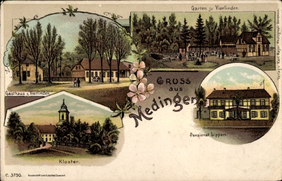 Ak Medingen Ottendorf Okrilla Sachsen, Gasthaus Vierlinden, Kloster, Garten 3 Vierlinden, Pension