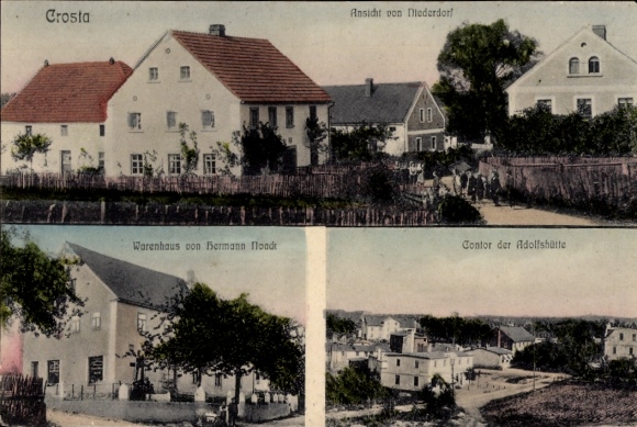 Ak Crosta Großdubrau in Sachsen, Niederdorf, Warenhaus Hermann Noack, Kontor der Adolfshütte