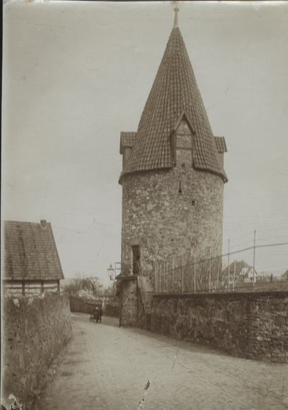 Original photo of Salzuflen in North Rhine-Westphalia, old city wall and tower, around 1900