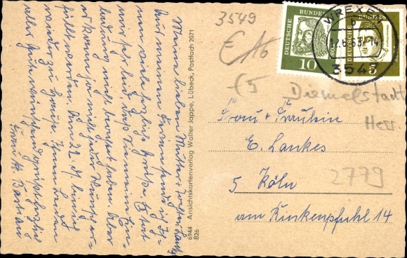 Postcard Wrexen Diemelstadt Hesse, panorama, partial view