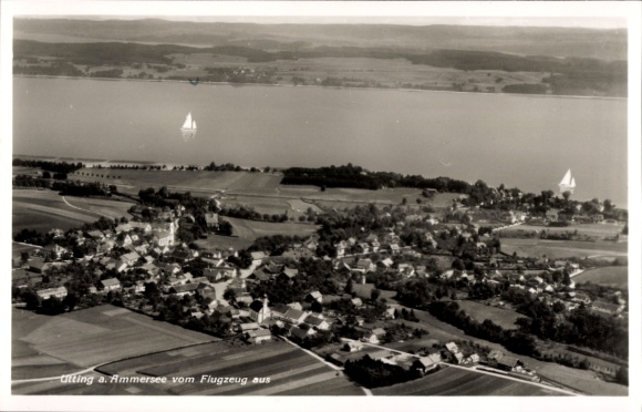 Ak Utting am Ammersee Oberbayern, Fliegeraufnahme