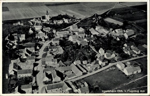 Postcard Irgertsheim Ingolstadt an der Donau Upper Bavaria, aerial photograph