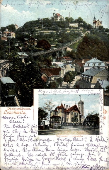 Ak Dresden Loschwitz, Drathseilbahn, Luisenhof