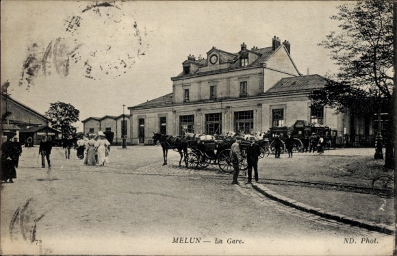 Postcard Melun Seine and Marne, Gare