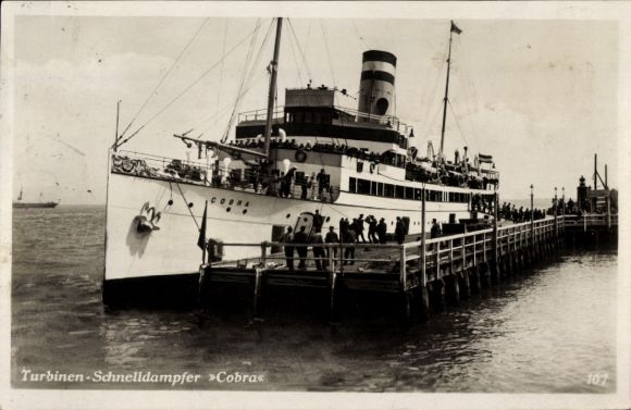 Postcard HAPAG steamer Cobra, seaside resort service