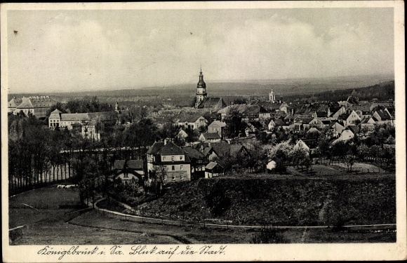 Postcard Königsbrück in Oberlausitz, church, city panorama