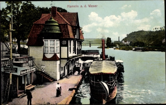 Ak Hameln an der Weser Niedersachsen, Dampferanlegestelle