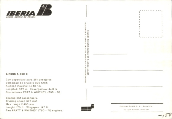 Artist Postcard Spanish passenger aircraft of Iberia, Airbus A 300 B