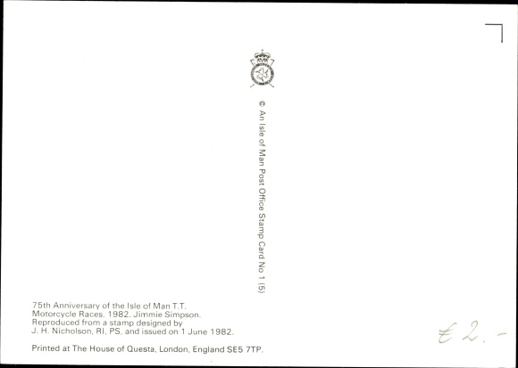 Maximum Postcard Isle of Man, 75th anniversary of the Isle of Man TT motorcycle race 1982