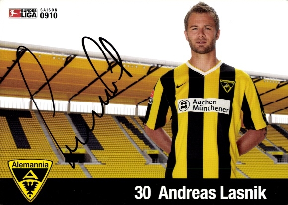 Autogrammkarte Fußballer Andreas Lasnik, Alemannia Aachen, Autogramm