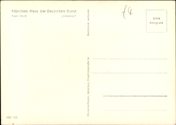 Artist Postcard Weiß, Franz, Volkslied, HDK 533