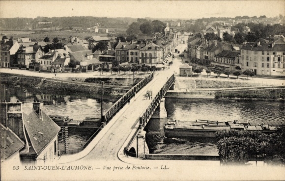Ak Saint Ouen l’Aumône Val d’Oise, Panorama, Brücke, Stadt
