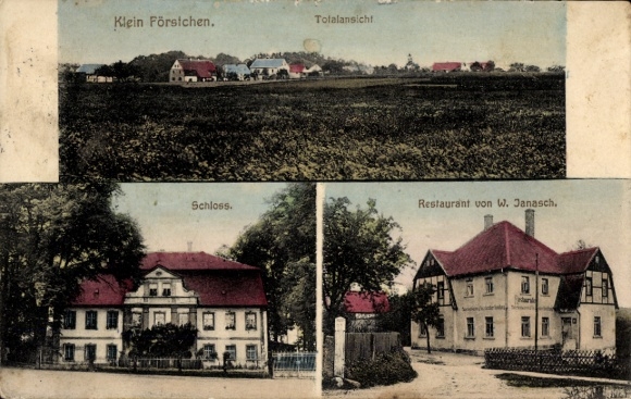 Ak Dreistern Kleinförstchen Göda in Oberlausitz, afstandsschot, kasteel, restaurant