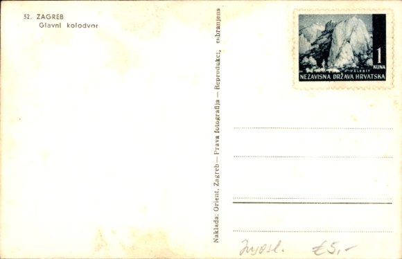 Postcard Zagreb Croatia, Glavni kolodvor, Main Station, Green Areas