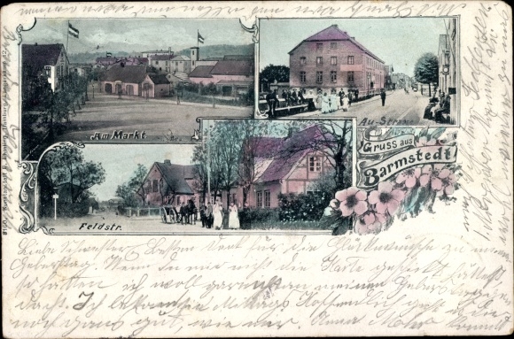 Ansichtkaart Barmstedt in Holstein, Am Markt, Austrasse, Feldstrasse