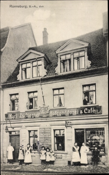 Ak Ronneburg in Thüringen, banketbakkerij en café