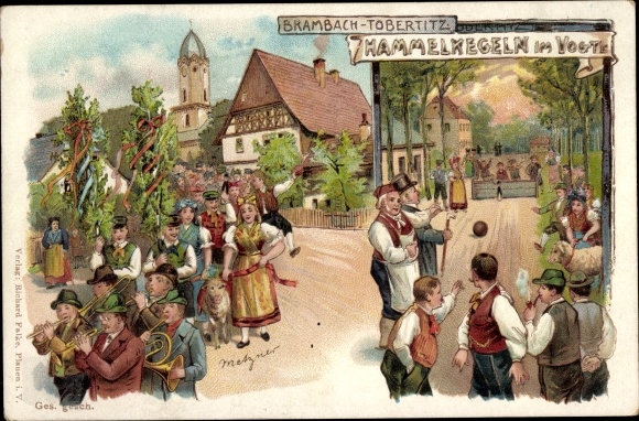 Artist Chromo-Litho Metzner, Bad Brambach Tobertitz Vogtland, mutton cones