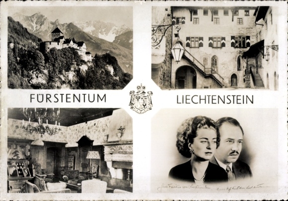 Postcard Principality of Liechtenstein, Vaduz Castle, Prince Franz Josef II, Princess China