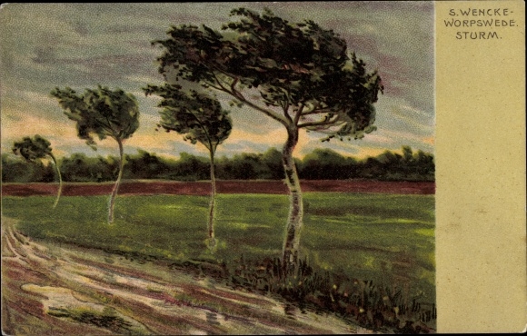 Artist PC Wencke, S., Worpswede in Lower Saxony, storm, landscape
