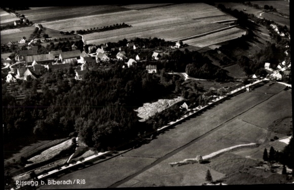 Postcard Rissegg Rißegg Biberach an der Riß in Upper Swabia, aerial photograph