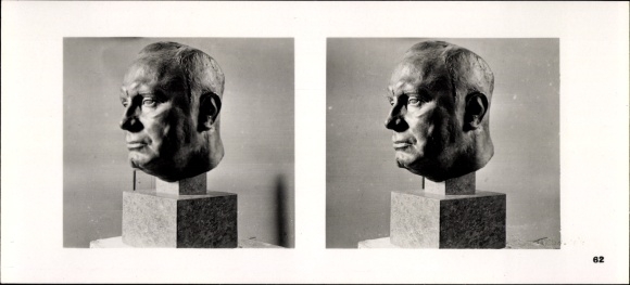 Stereo spatial image photo &quot;German sculpture of our time&quot; No. 62 portrait of Senator Borst, bronze