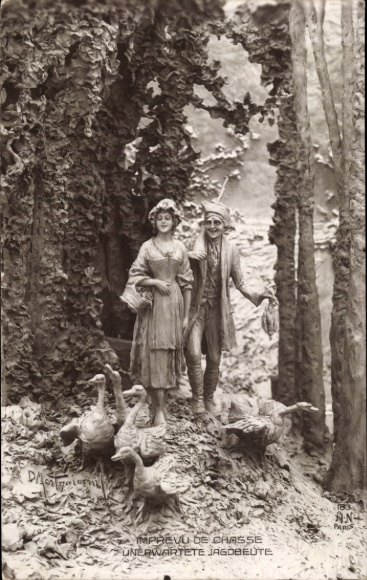 Artist Postcard Mastroianni, Domenico, Hunter, Gooseherd, Allegory No. 183