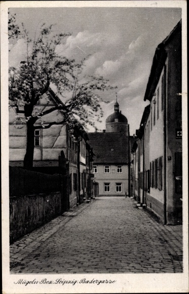 Postcard Mügeln district of Leipzig in northern Saxony, Badergasse
