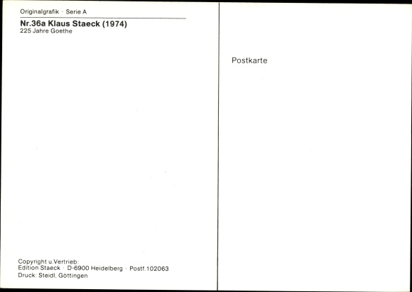 KP artystyczna Staeck, Klaus, 225 lat Goethego, 111 lat Hoechsta, satyra