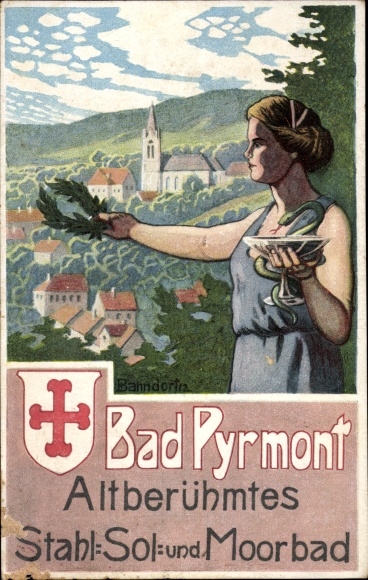 Kunstenaarskaart Bahndorf, Heribert, Bad Pyrmont in Nedersaksen, staal-, pekel- en modderbaden