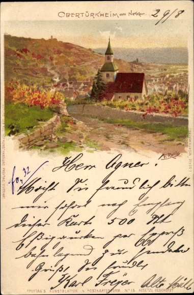 Artist Chromo-Litho Fritz, Reiss, Obertürkheim Stuttgart in Baden Württemberg, church